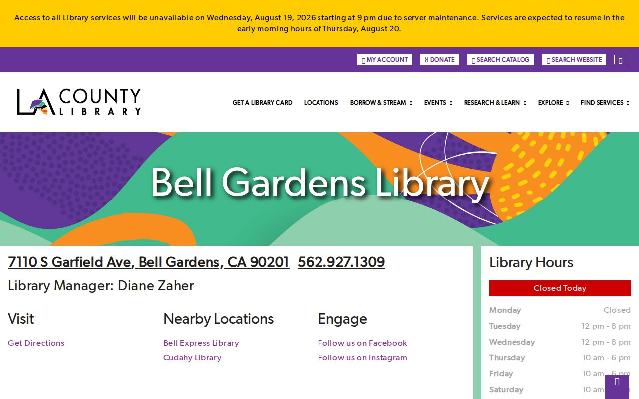 Bell Gardens city directory branch library and local-history resources