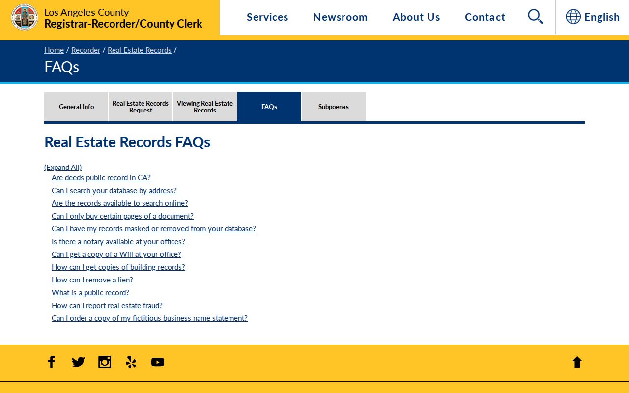 Bell Gardens previous residents recorder search guidance