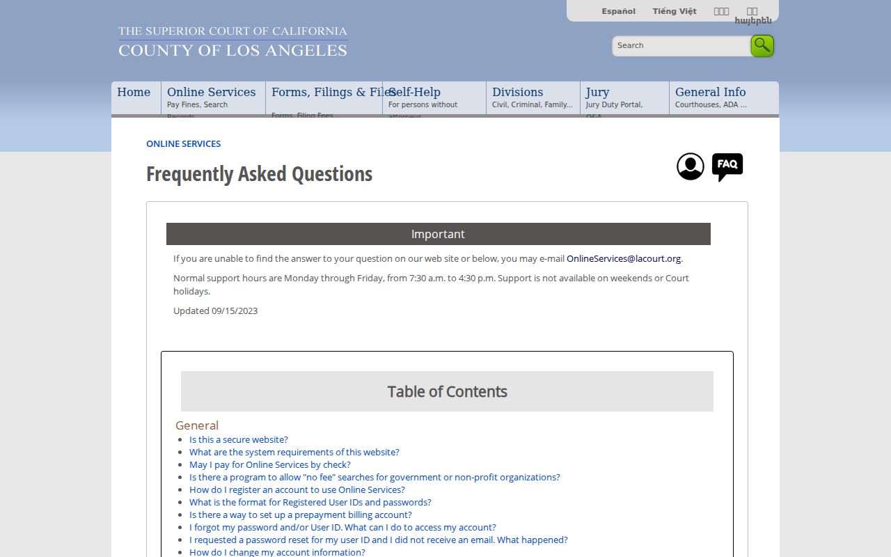 Bell Gardens resident lookup LA Court name search screen